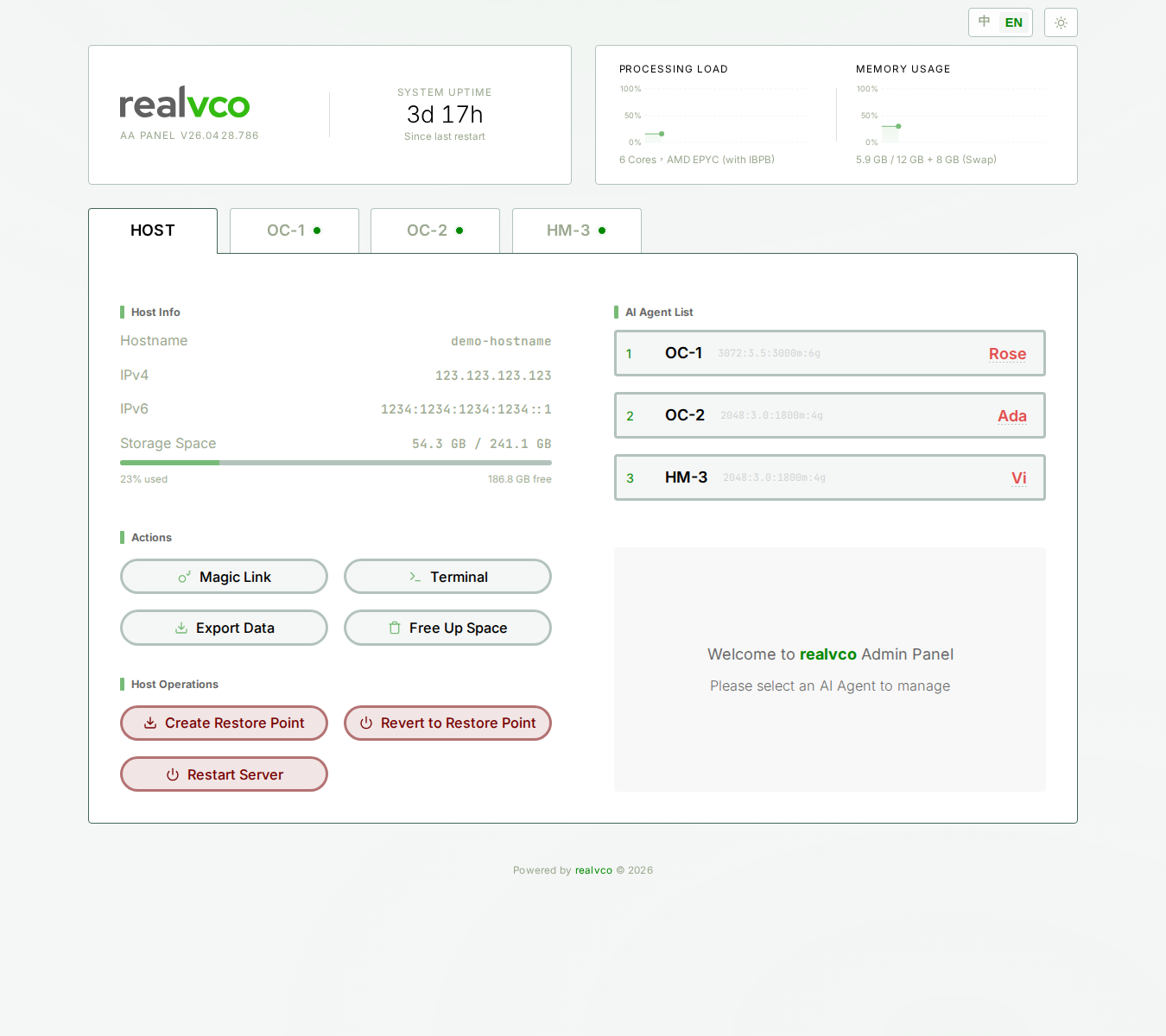 Dashboard default screen after login